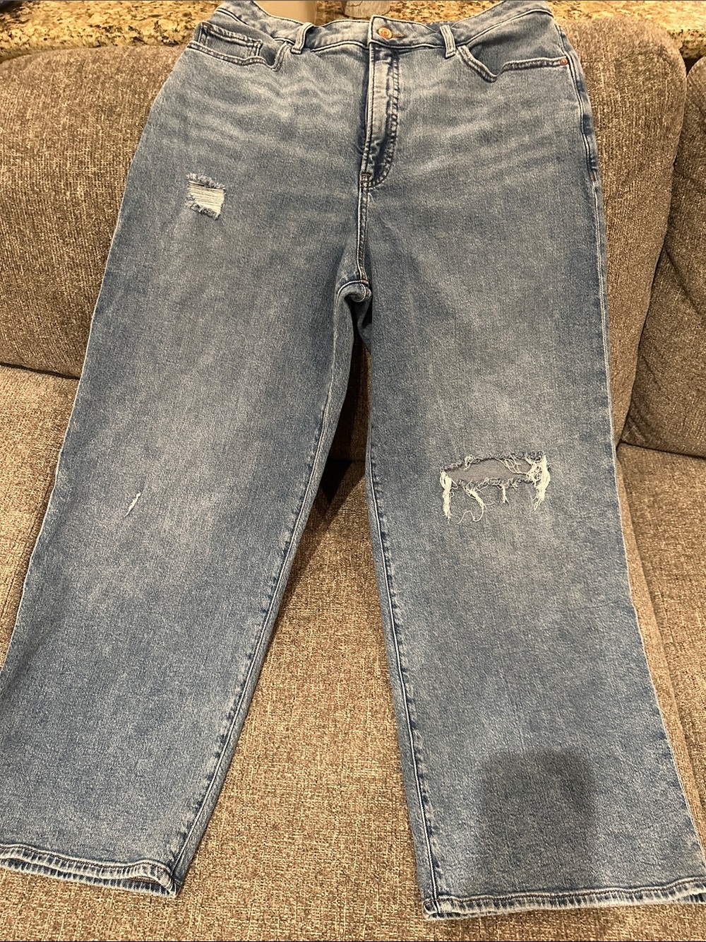 Express Light Wash Distressed Baggy Style Jeans